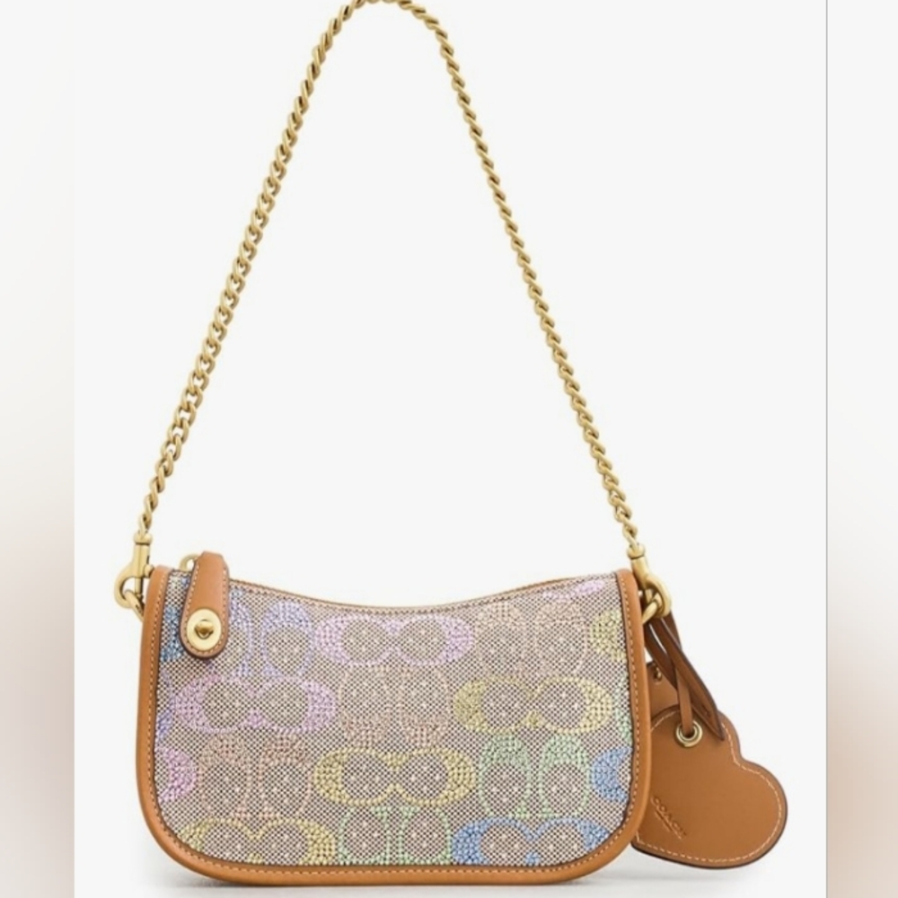 Coach Crystal Jacquard Swinger Bag 20 with Chain, Rainbow Multi
